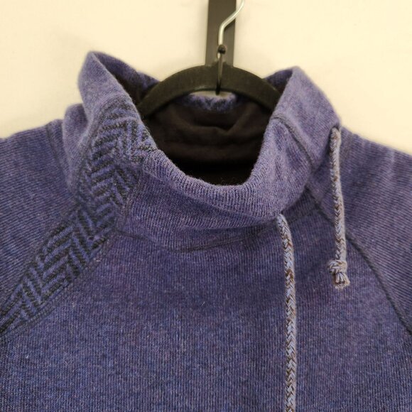 Prana Lucia Wool Blend Purple Mockneck Sweater Hiking Camping Fleece Lined M - Picture 3 of 9